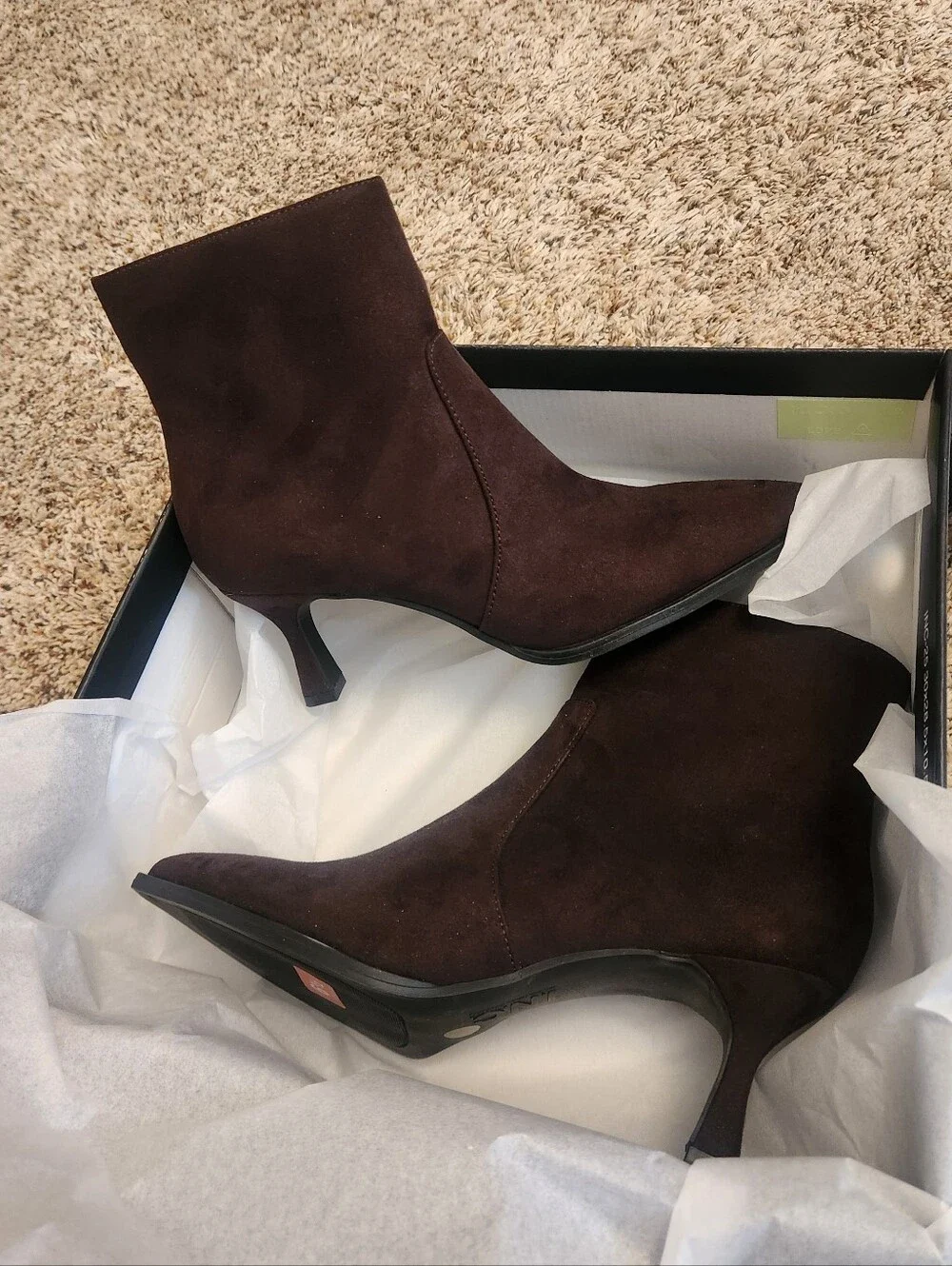 INC International Concepts BATY Dark Brown Suede Ankle Booties Size 6.5 NWT